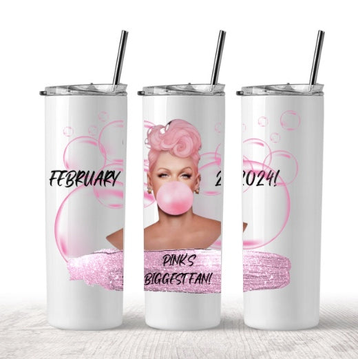 PINK FAN DESIGN TUMBLER