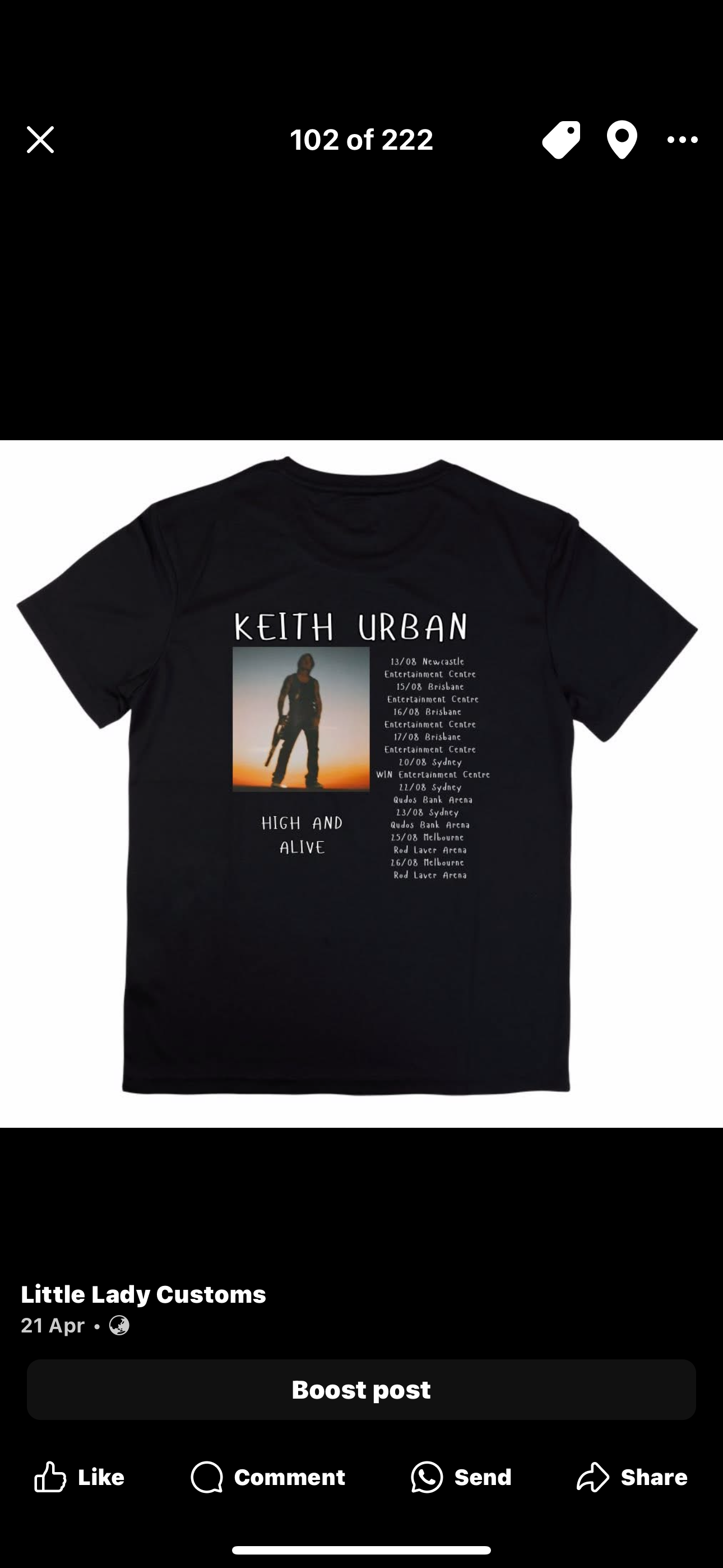 Adult Keith urban band shirt