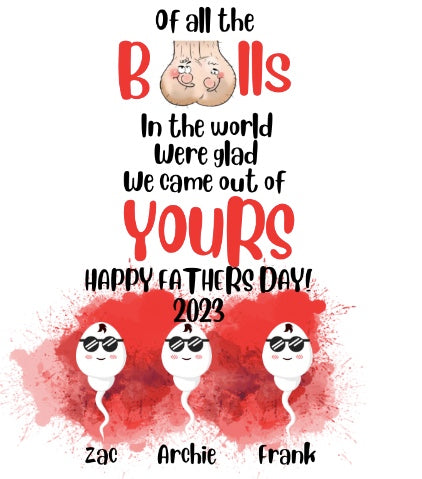 OF ALL THE BALLS IN THE WORLD WERE GLAD WE CAME OUT OF YOURS TUMBLER